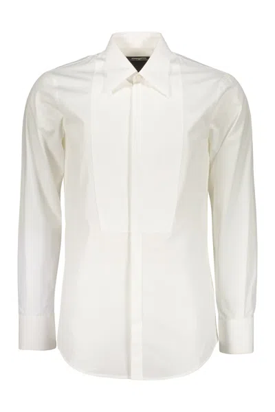 Dsquared2 Spread Collar Cotton Shirt In White