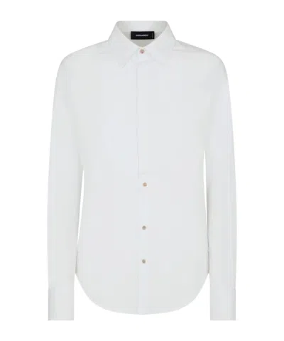 Dsquared2 Spread-collar Cotton Shirt In White