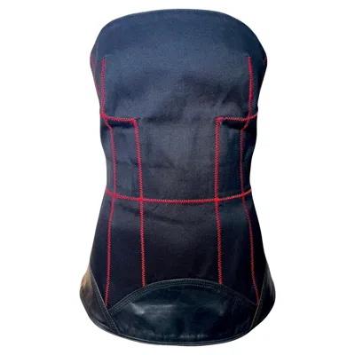 Pre-owned Dsquared2 Spring Canvas & Leather Bustier Top, 2006 In Black