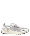 Dsquared2 Sprinter Laminated Leather And Used Mesh Sneakers In Silver
