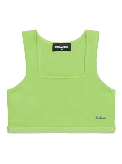 Dsquared2 Kids' Square-neck Crop Top In Green