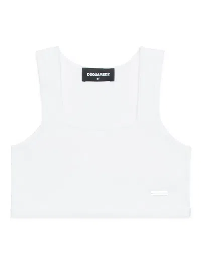 Dsquared2 Kids' Square-neck Crop Top In White