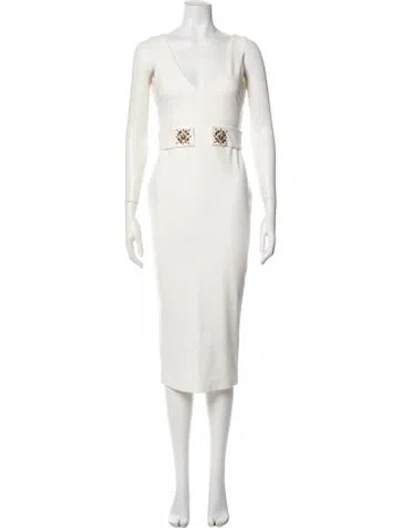Pre-owned Dsquared2 Square Neckline Midi Length Dress In White