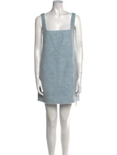 Pre-owned Dsquared2 Square Neckline Mini Dress In Blue