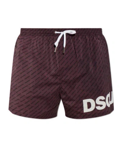 Dsquared2 Square-cut Swim Trunks In Brown