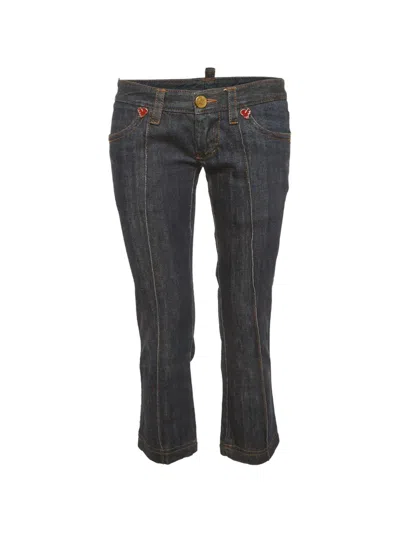 Pre-owned Dsquared2 Squirrel-motif Cropped Jeans In Blue