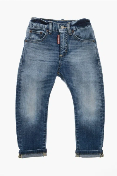 Dsquared2 Sronewashed Jeans With Cuffed Hem In Blue