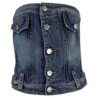 Pre-owned Dsquared2 S/s 2005  Runway Denim Blue Jeans Strapless Corset Boned Top It44