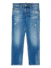Dsquared2 Kids Stanislav Distressed Logo Patch Jeans In Blue