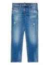 Dsquared2 Kids Stanislav Distressed Logo Patch Jeans In Blue