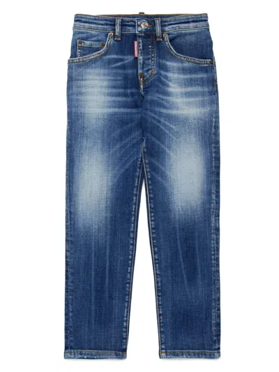 Dsquared2 Kids' Stanislav Mid-rise Slim Jeans In Blue