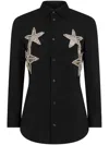 Dsquared2 Black Star-applique Crystal-embellished Shirt In Black