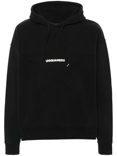 Dsquared2 Star-detail Cotton Hoodie In 黑色