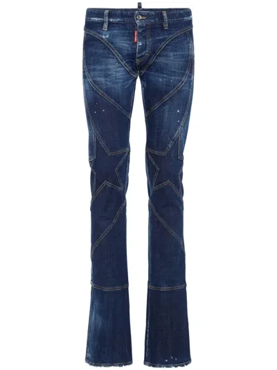 Dsquared2 Star-patch Jeans In Blue