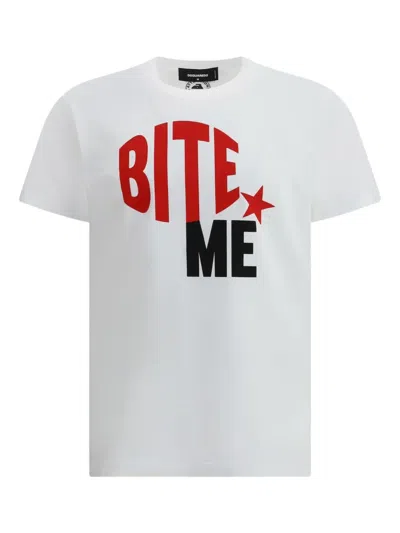 Dsquared2 Men T-shirt Whit Maxi Print In White