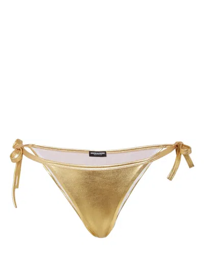 Dsquared2 Stars Bikini Bottoms In Gold