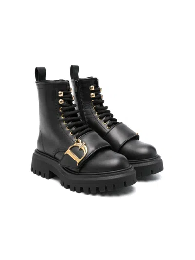 Dsquared2 Kids' Statement Ankle Boots In Schwarz