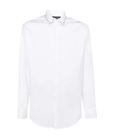 Dsquared2 Stitch-detail Long-sleeved Shirt In White