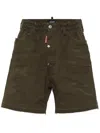 Dsquared2 Big Brother Ripped Cotton Shorts In Military Green