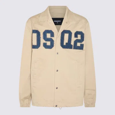 Dsquared2 Stone Cotton Casual Jacket In Neutral