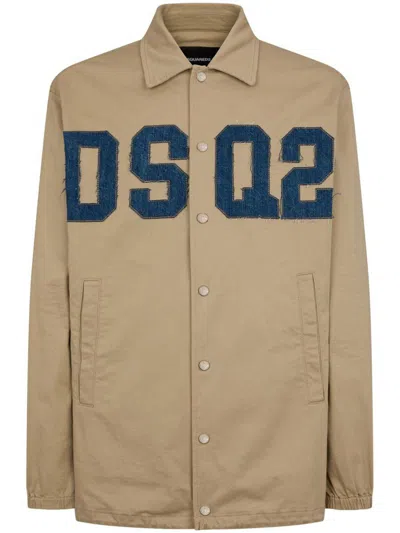 Dsquared2 Stone Cotton Casual Jacket In Grey