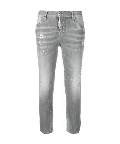 Dsquared2 Stone Wash Tight Jeans In Gray