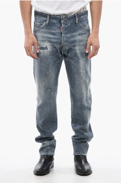 Dsquared2 Stone Washed Cool Guy Jeans With Allover Rhinestones 17 Cm