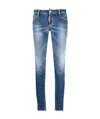 Dsquared2 Logo Patch Distressed Jeans In Blue