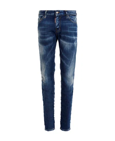 Dsquared2 Stonewashed Skinny Jeans In Blue