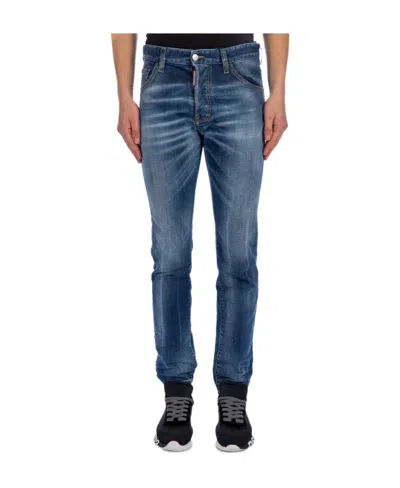Dsquared2 Stonewashed Slim-leg Jeans In Blue