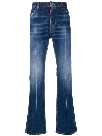 Dsquared2 Stonewashed Straight-leg Jeans In Blue