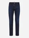 Dsquared2 Five Pocket Stretch Denim Trousers With Localized Wear Washing In Denim Dark Blue