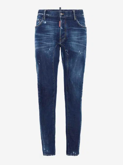 Dsquared2 Straight Denim Jeans In Denim Dark Blue