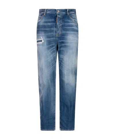 Dsquared2 Straight Distressed Jeans In Blue