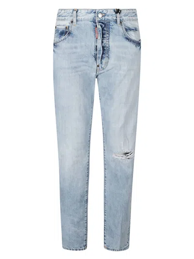 Dsquared2 Straight Distressed Jeans In Blue