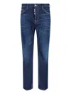 Dsquared2 Blue Jeans With Belt Loops And Logo Patch On The Rear In Denim Stretch Man In Blue