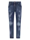 Dsquared2 Blue Straight Jeans With Logo Patch And Faded Effect In Blue