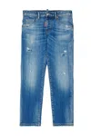 Dsquared2 Kids Stanislav Distressed Logo Patch Jeans In Blue