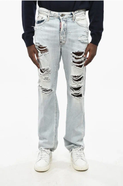 DSQUARED2 STRAIGHT LEG 642 DESTROYED JEANS 19CM