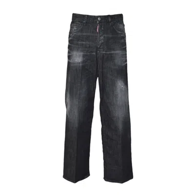 Dsquared2 Straight-leg Black Jeans With Vintage Wash