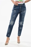 Dsquared2 Straight Leg Cool Girl Jeans With Logoed Buttons 16cm In Blue