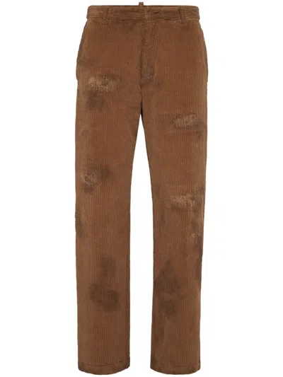 Dsquared2 Straight-leg Corduroy Jeans In 褐色