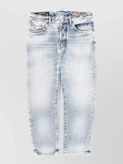 Dsquared2 Straight Leg Denim Jeans Belt Loops Faded