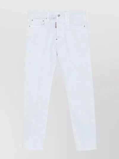 Dsquared2 Straight Leg Denim Jeans Five Pocket Design In White