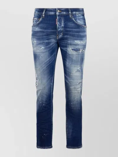 Dsquared2 Straight Leg Denim Jeans Mid Rise In Blue