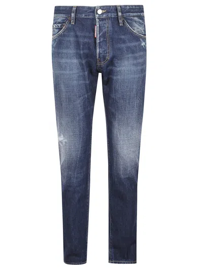 Dsquared2 Straight-leg Denim Jeans With Distressed Details In Blue