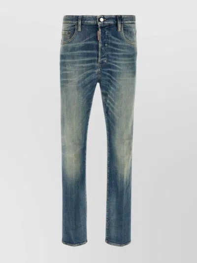 DSQUARED2 STRAIGHT LEG FIVE-POCKET STRETCH DENIM TROUSERS