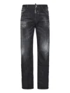 Dsquared2 Faded Black Straight Jeans With Ripped Detailing