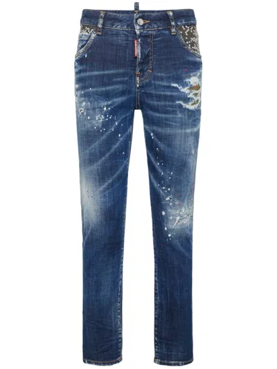 Dsquared2 Jennifer Skinny Low Rise Jeans In Blue