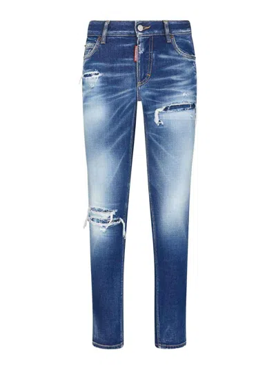 Dsquared2 Straight Leg Jeans In Blue